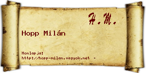Hopp Milán névjegykártya